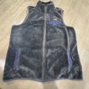 Women’s L.L.Bean Gray Fleece Vest with blue trim EUC